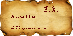Brtyka Nina névjegykártya